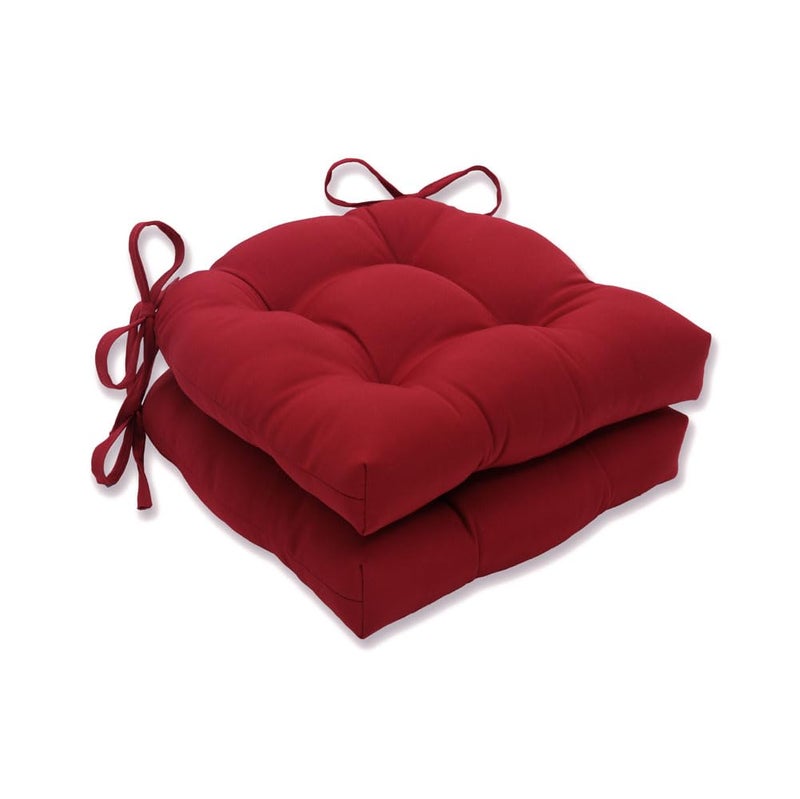 Pillow Perfect Outdoor/Indoor Pompeii Chair Pads, 15.5" x 14.5", 2 Pack,Red - Image 1